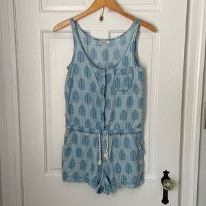 Faherty chambray romper with leaves
